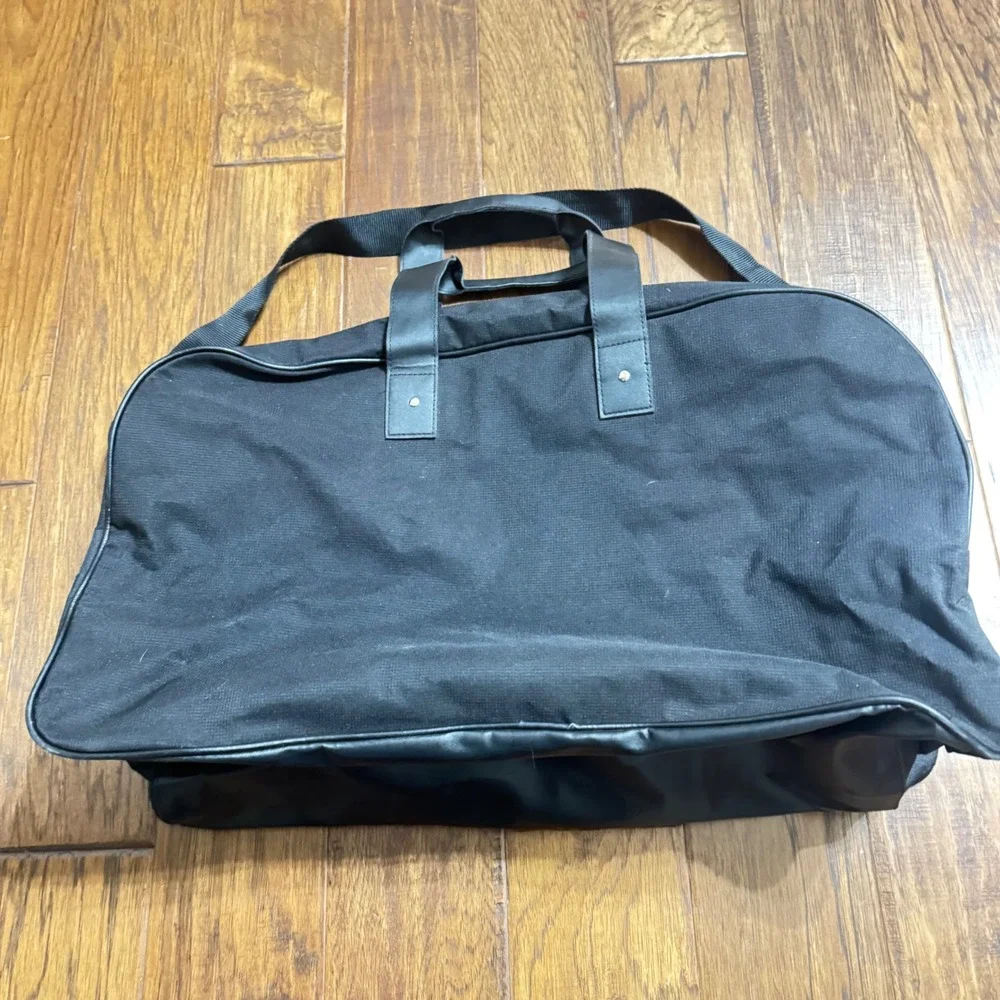 Y2K Calvin Klein Black Canvas Duffle Bag Travel Weekender‎ Gym Bag w Logo Patch